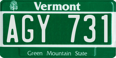 VT license plate AGY731