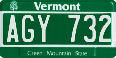 VT license plate AGY732