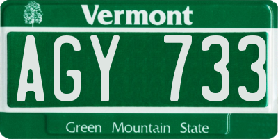 VT license plate AGY733