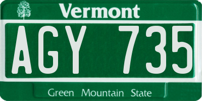VT license plate AGY735