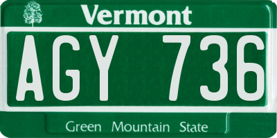 VT license plate AGY736