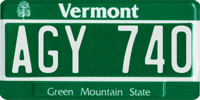 VT license plate AGY740