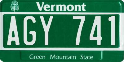 VT license plate AGY741