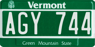VT license plate AGY744