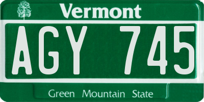 VT license plate AGY745