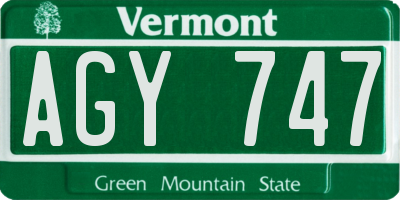 VT license plate AGY747