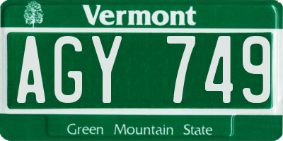 VT license plate AGY749