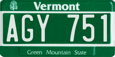 VT license plate AGY751