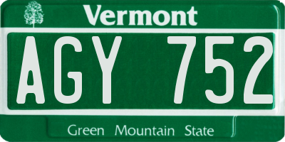 VT license plate AGY752
