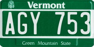 VT license plate AGY753