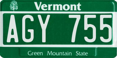 VT license plate AGY755