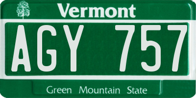 VT license plate AGY757