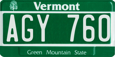 VT license plate AGY760