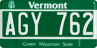 VT license plate AGY762