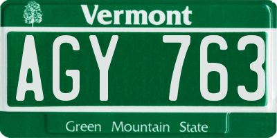 VT license plate AGY763