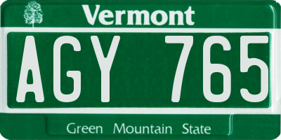 VT license plate AGY765