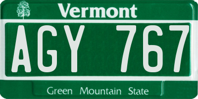 VT license plate AGY767