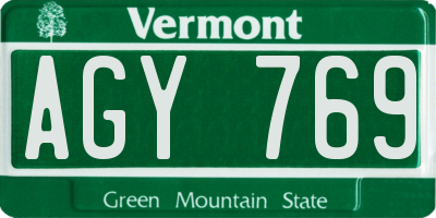 VT license plate AGY769