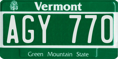 VT license plate AGY770