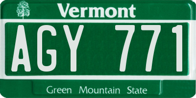 VT license plate AGY771