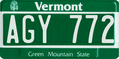 VT license plate AGY772