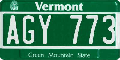 VT license plate AGY773