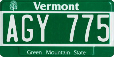 VT license plate AGY775