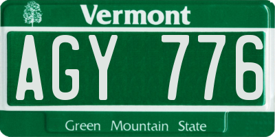 VT license plate AGY776