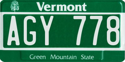 VT license plate AGY778
