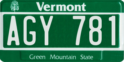 VT license plate AGY781