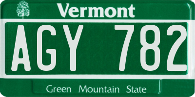 VT license plate AGY782