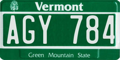 VT license plate AGY784