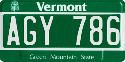 VT license plate AGY786