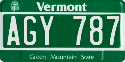 VT license plate AGY787