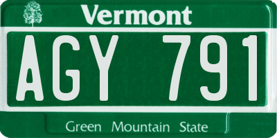 VT license plate AGY791
