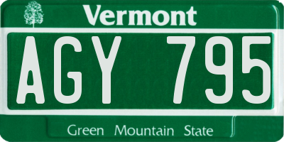 VT license plate AGY795