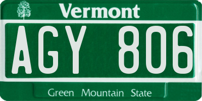 VT license plate AGY806