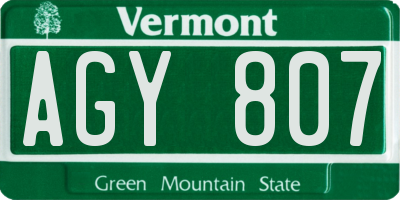 VT license plate AGY807