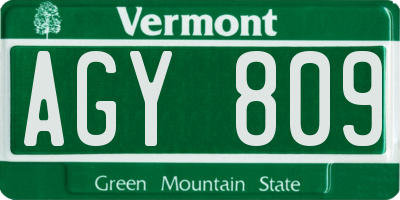 VT license plate AGY809