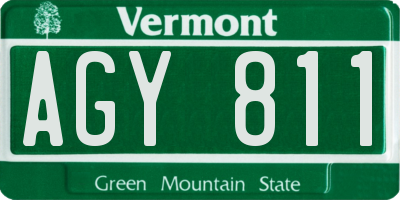VT license plate AGY811