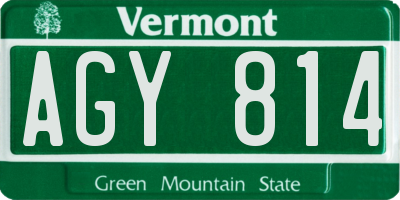VT license plate AGY814