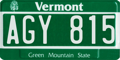 VT license plate AGY815