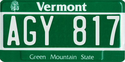 VT license plate AGY817