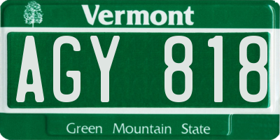 VT license plate AGY818