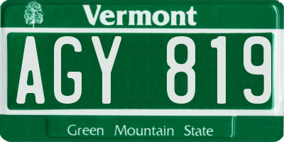 VT license plate AGY819