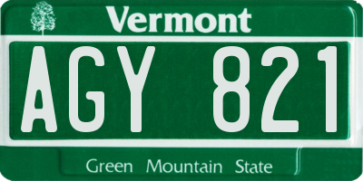 VT license plate AGY821