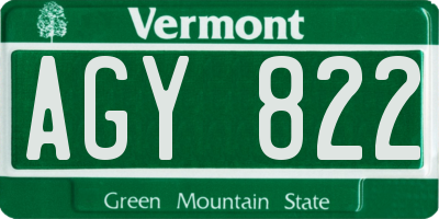 VT license plate AGY822