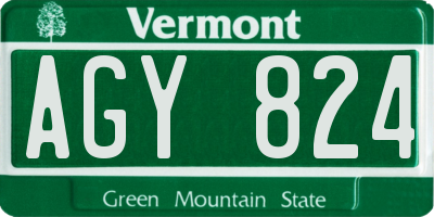VT license plate AGY824