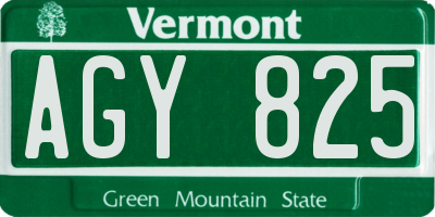 VT license plate AGY825