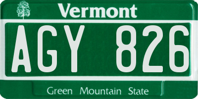 VT license plate AGY826